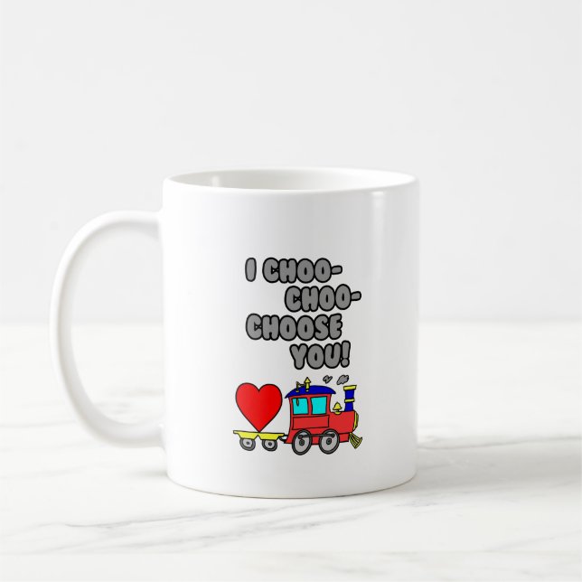 Caneca De Café Choo-Choo-Choose You Funny Cartoon Train (Esquerda)