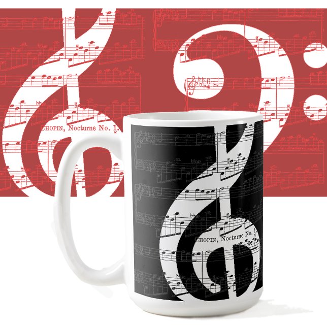 Caneca De Café Chopin Romântico Nocturne Treble Clef, Op. 9, No.  (Criador carregado)