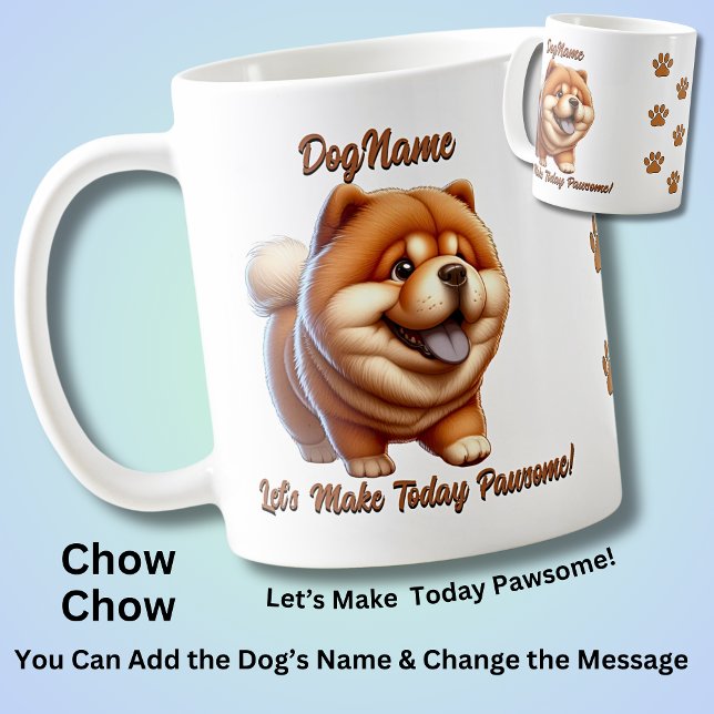 Caneca De Café Chow Chow - Adicionar Nome do Cachorro, Alterar Te (Criador carregado)