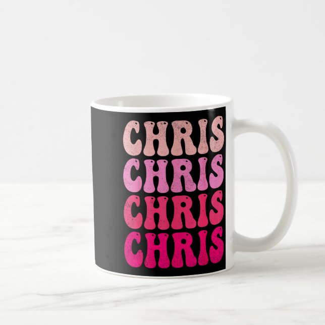 Caneca De Café Chris Groovy Primeiro Nome D Eu Amo Camisetas do C (Direita)