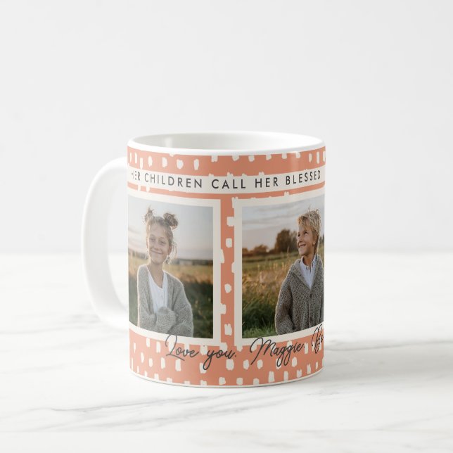 Caneca De Café Christian abençoado Mãe Foto Collage Keepsawn Peac (Frente Esquerda)