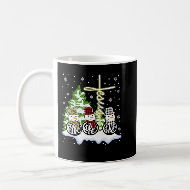 Caneca De Café Christian Christmas Faith Hope Love Snowman Jesus (Esquerda)