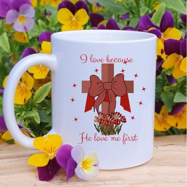 Caneca De Café Christian Coquette cross Bible verse Valentines  (Criador carregado)