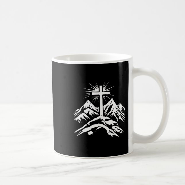 Caneca De Café Christian Cross Mountains Religious  (Direita)