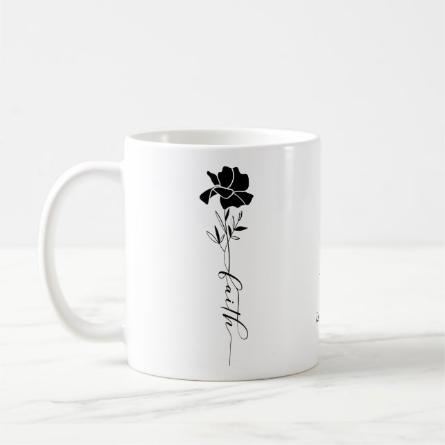 Caneca De Café Christian Faith Floral Personalizado (Esquerda)