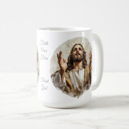 Caneca De Café Christian Mug, Jesus, Fé Sobre o Medo, Confie em D