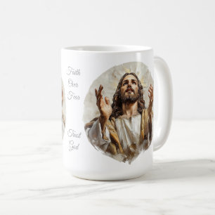 Caneca De Café Christian Mug, Jesus, Fé Sobre o Medo, Confie em D