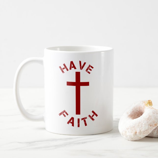 Caneca De Café Christian Teve Fé Cruz Vermelha e Design de texto (Com Donut)