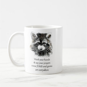 Caneca De Café Christian Washroom Lash Suas mãos Raccoon Animal