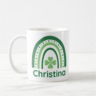 Caneca De Café Christina Name Clover Boho Rainbow