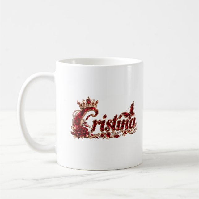 Caneca De Café Christina Ruby Crystal Luxo Nome (Esquerda)
