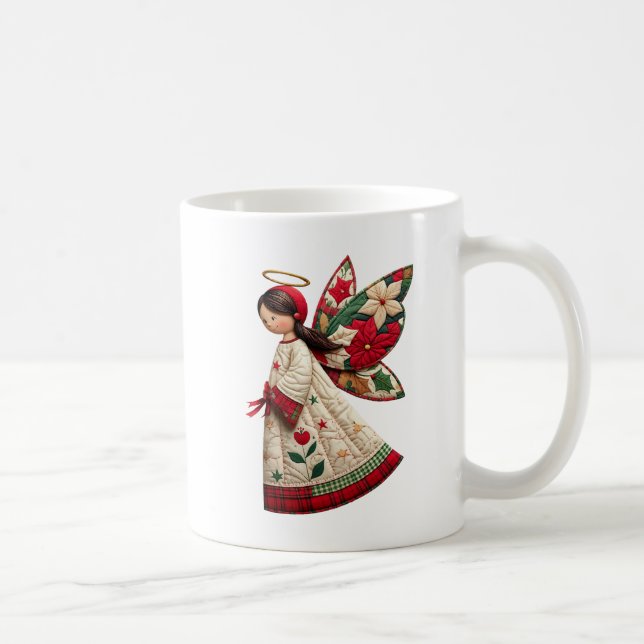 Caneca De Café Christmas Angel with Holiday Flowers (Direita)