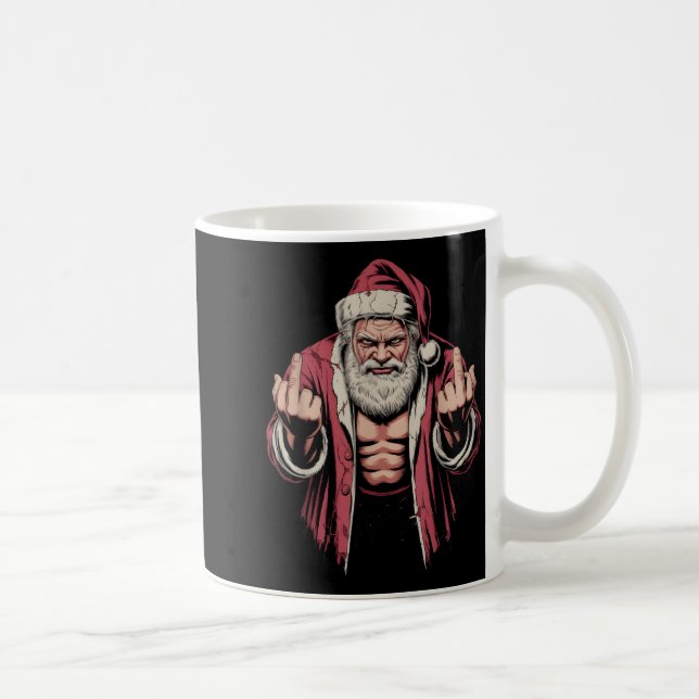 Caneca De Café Christmas Angry Santa Middle Finger Sarcastic Xmas (Direita)