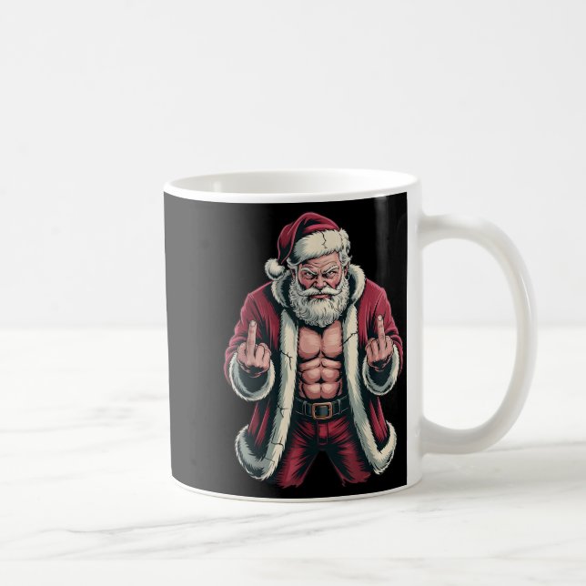 Caneca De Café Christmas Angry Santa Middle Finger Sarcastic Xmas (Direita)