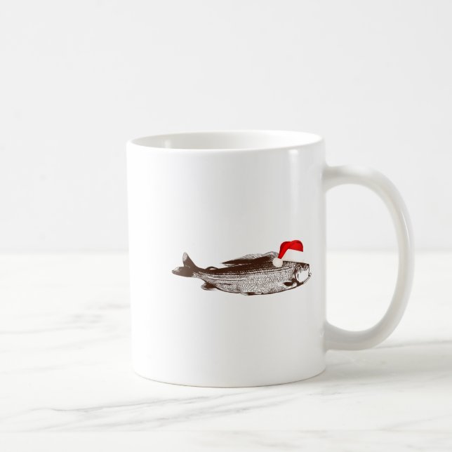 Caneca De Café Christmas B Fishing Wearing Santa Hat  (Direita)