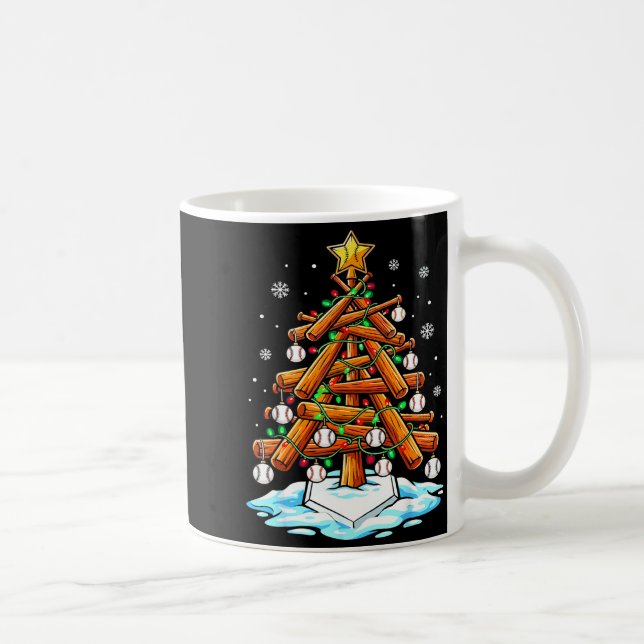 Caneca De Café Christmas Baseball Tree Lights Xmas  (Direita)