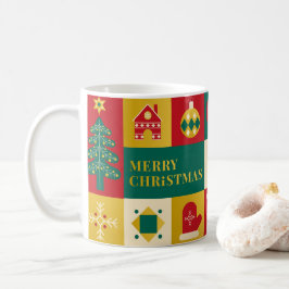 Caneca De Café Christmas block pattern bauhaus style