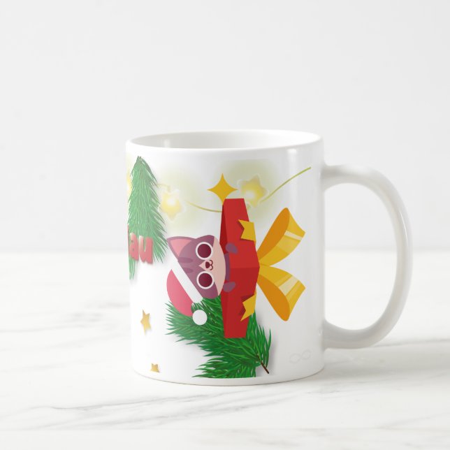 Caneca De Café Christmas Cat Miau (Direita)