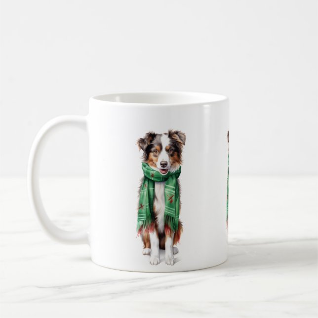 Caneca De Café Christmas Collie, Border Collie, Australian Shep (Esquerda)