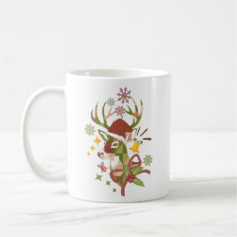 Caneca De Café Christmas Colorful Deer Design