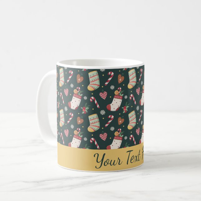 Caneca De Café Christmas Cookies & Stockings Personalized Mug (Frente Esquerda)