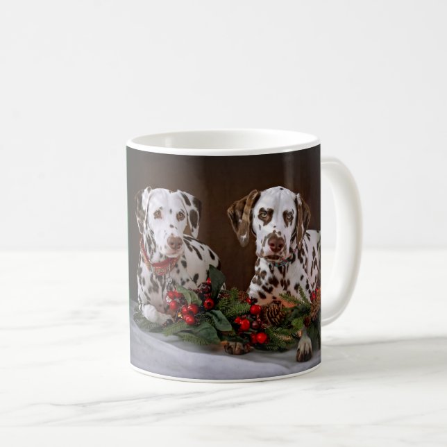 Caneca De Café Christmas Dalmatians (Frente Esquerda)