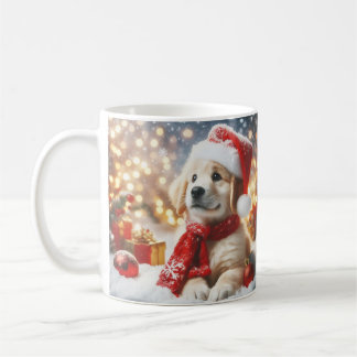 Caneca De Café Christmas Dog Mug – Cute Pup with Santa Hat