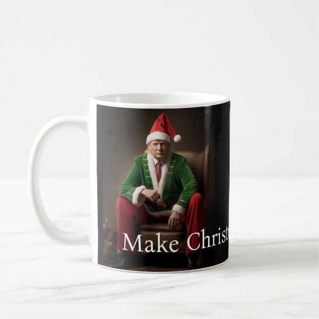 Caneca De Café Christmas Elf Donald Trump (Esquerda)