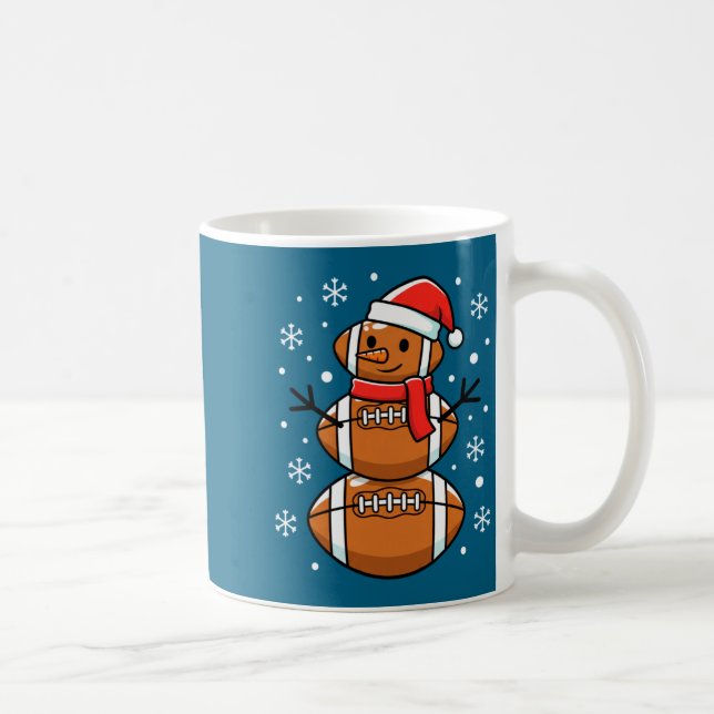 Caneca De Café Christmas Football Snowman Santa Hat Funny Xmas Fo (Direita)