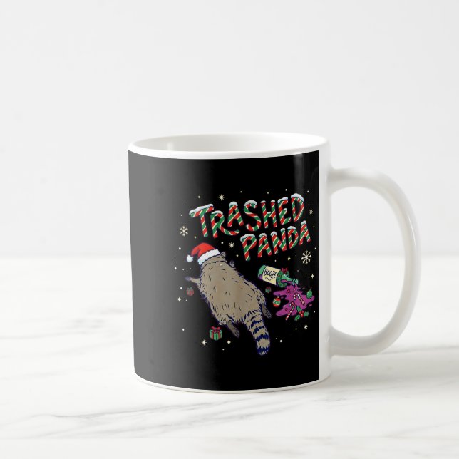 Caneca De Café Christmas Funny Trashed Panda Racoon Gets Drunk Xm (Direita)