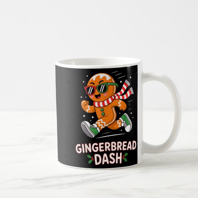 Caneca De Café Christmas Gingerbread Dash Running Runner Xmas Mar (Direita)