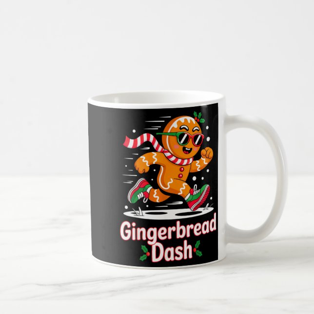Caneca De Café Christmas Gingerbread Dash Running Runner Xmas Mar (Direita)