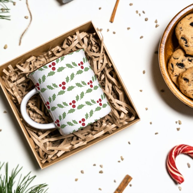 Caneca De Café Christmas Holly Berries Mug (Criador carregado)