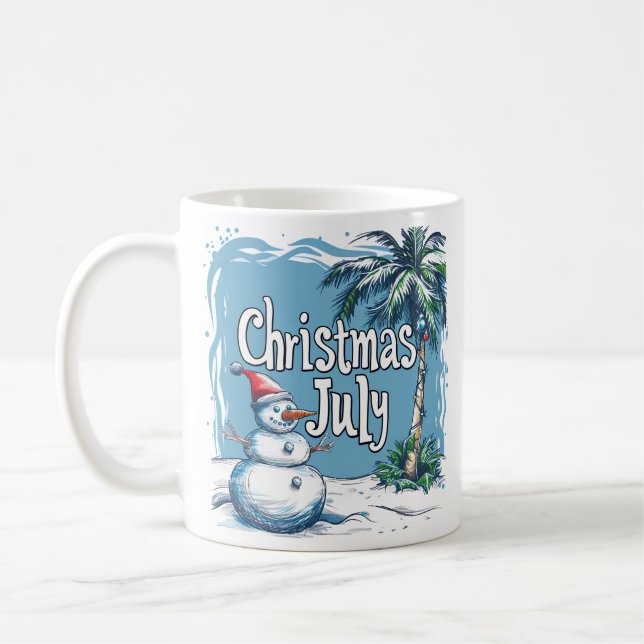 Caneca De Café Christmas in July Snowman & Palm Tree Design (Esquerda)