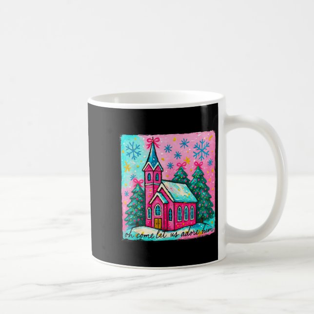 Caneca De Café Christmas Jesus Oh Come Let Us Adore Him Funny Chr (Direita)