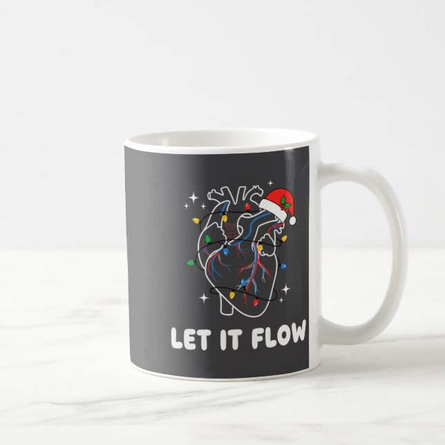 Caneca De Café Christmas Let It Flow Cardiac Heart Funny Nurse Ho (Direita)