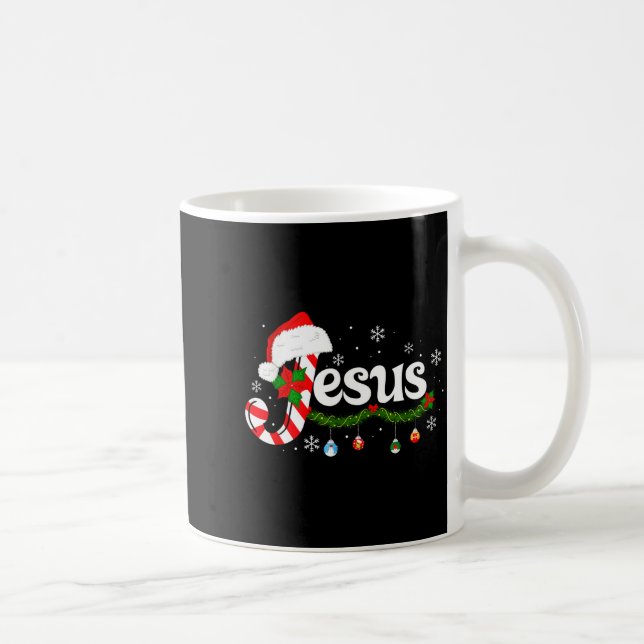 Caneca De Café Christmas Letter J For Jesus Christian Candy Cane  (Direita)