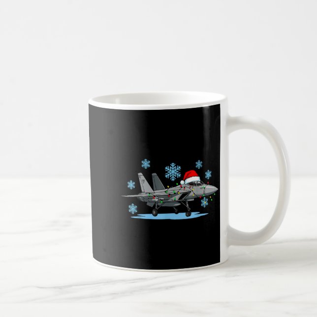 Caneca De Café Christmas Lights Wrapped On Cute Kids Fighter Jet  (Direita)