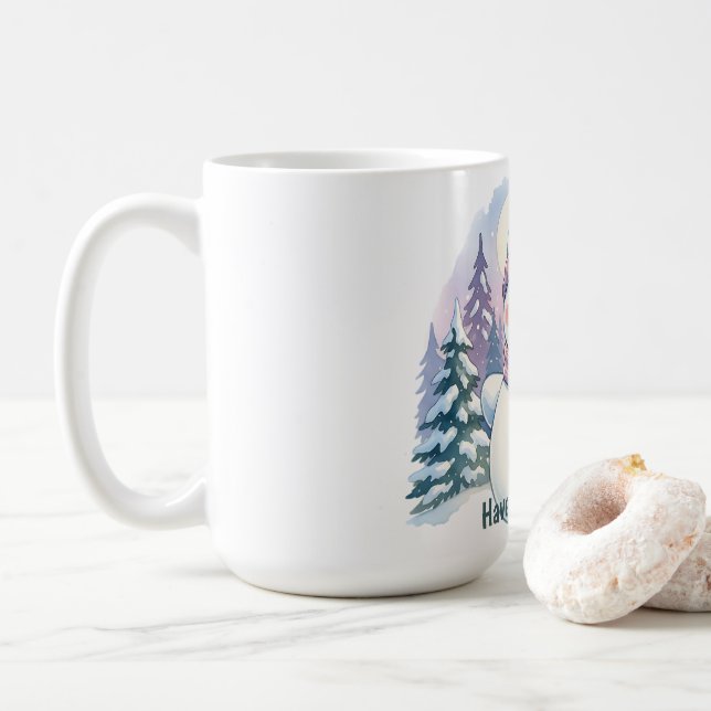 Caneca De Café Christmas Mug – Adorable Winter Cat Lover Gift (Com Donut)