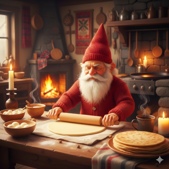 Caneca De Café Christmas Norwegian Nisse Making Lefse, Mug (Criador carregado)