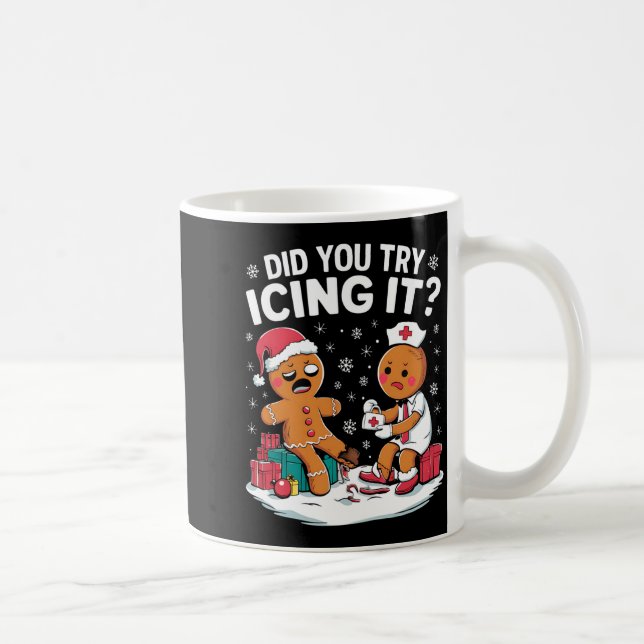 Caneca De Café Christmas Nurse Did You Try Icing It Gingerbread  (Direita)