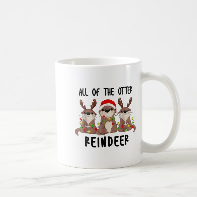 Caneca De Café Christmas Otters Cute All Of The Otter Reindeer  (Direita)