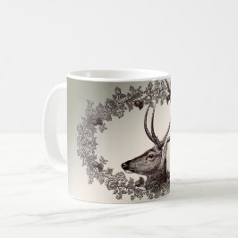 Caneca De Café Christmas Party Floral Reindeer Golden Winter