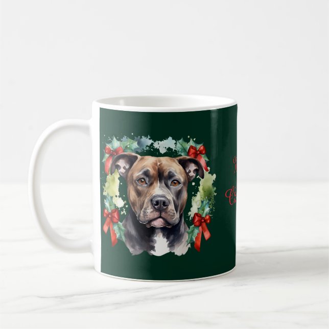 Caneca De Café Christmas Pitbull (Esquerda)