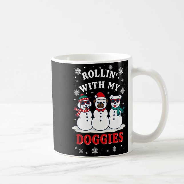 Caneca De Café Christmas Rollin'with My Doggies Funny Gift Lover  (Direita)