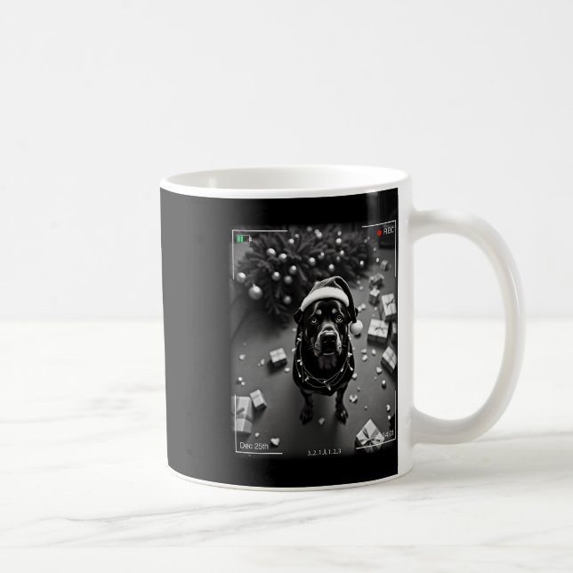 Caneca De Café Christmas Rottweiler Caught On Camera  (Direita)