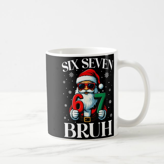 Caneca De Café Christmas Six Seven Bruh Meme 6 7 Slang Cool Santa (Direita)