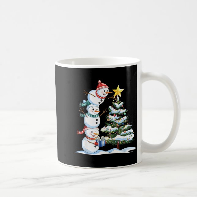 Caneca De Café Christmas Snowman Christmas Tree Funny Snowman Lov (Direita)