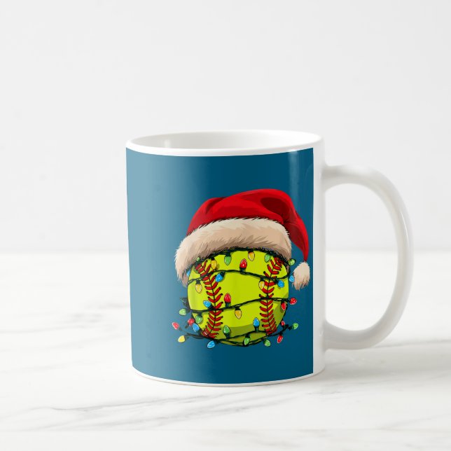 Caneca De Café Christmas Softball Xmas Santa Srts Hat Mens Womens (Direita)