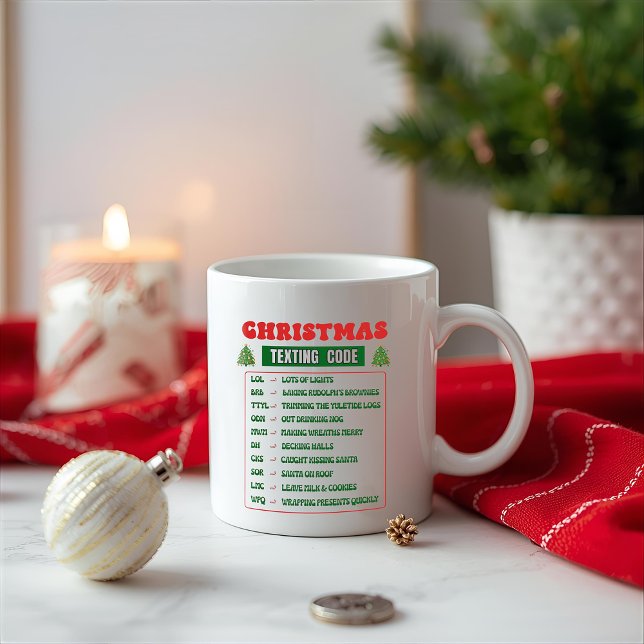 Caneca De Café Christmas Texting Code  (Criador carregado)